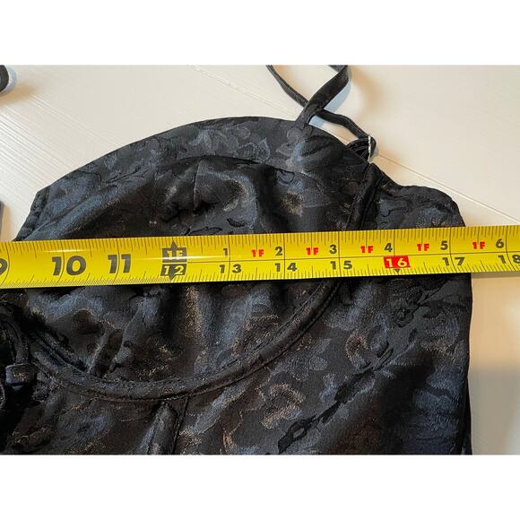 PrettyLittleThing Black Jacquard Satin Lace Up Corset Jumpsuit Size 12 Romantic - Picture 9 of 12